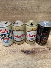 Lot of 4 Hudepohl Beer Cans Straight Steel 14K, Hudy Gold WEBN, Hudy Delight