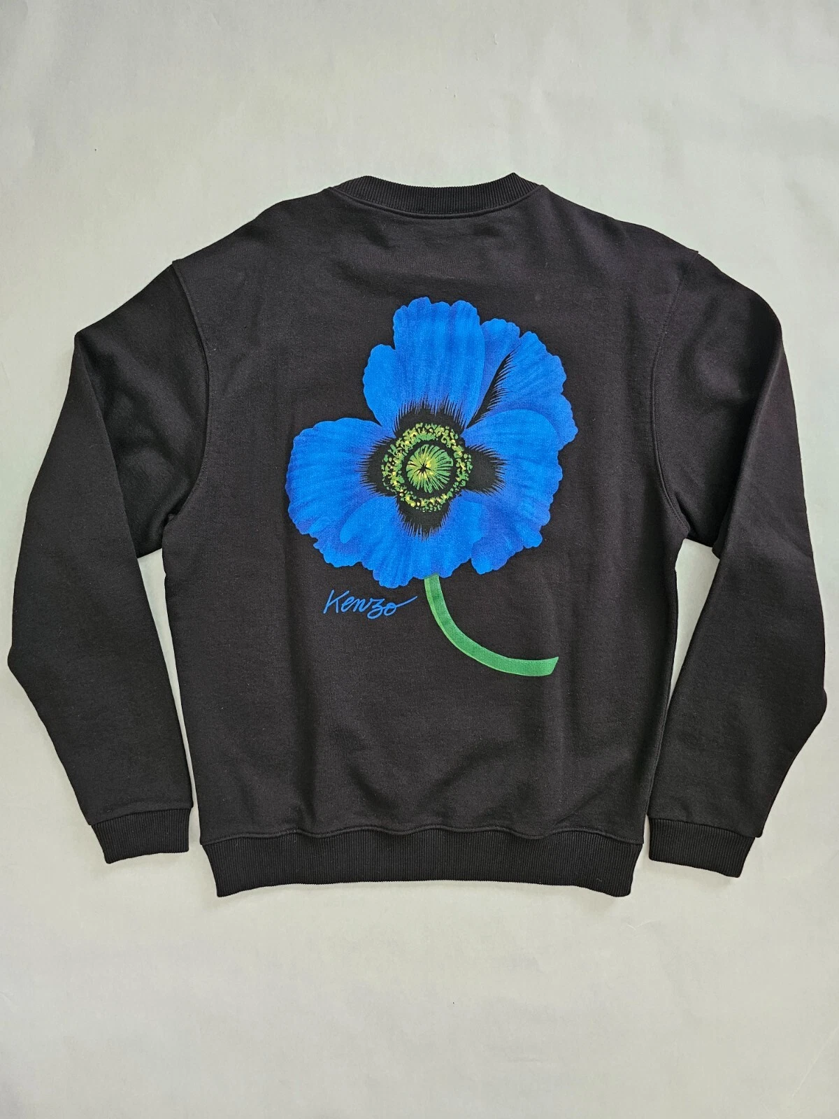 FELPA CLASSICA CON GRAFICA STAGIONALE KENZO NERA LOGO SCHIENO BLU PICCOLA NUOVA