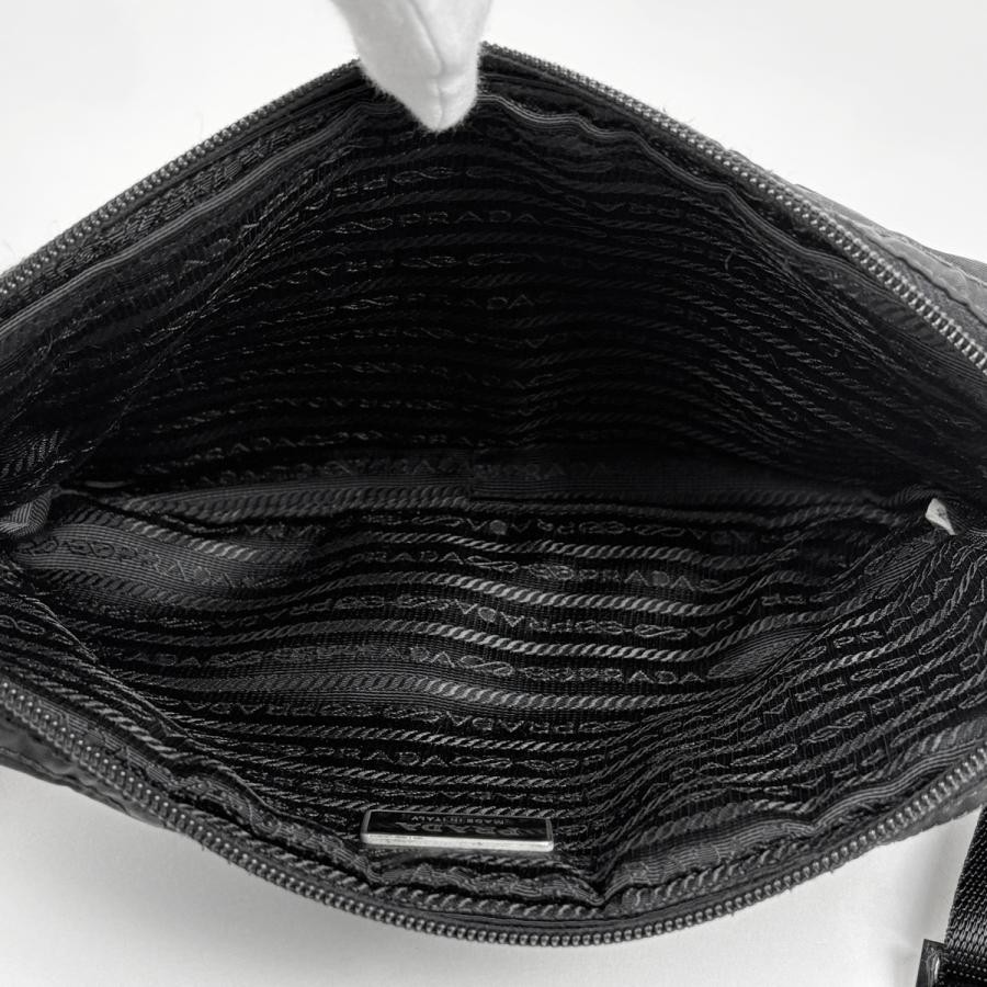 PRADA Plate Waist Bag Body Bag Nylon Black 16cm #BS1875 thumbnail 8