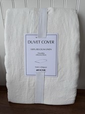 100 Belgium Linen Duvet Cover European Size 79x90 in F/Q Cream White With Ties