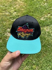 Vintage 90s Snap-On Racing Black Teal Turquoise SnapBack Hat