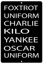 Rogue River Tactical Funny Military Alphabet Tin Sign Wall Decor Man Cave Bar...