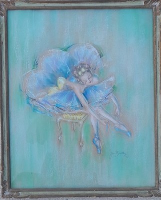 JEAN BERKLEY 1943 LARGE PASTEL ''BALLERINA'' ORIGINAL FRAME STRONG COLORS