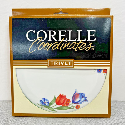 Vtg Corelle Coordinates Fresh Cut Flowers Colorful 8'' Round Trivet Melamine