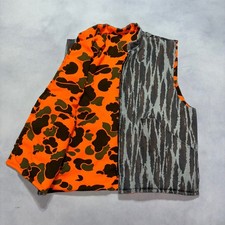 Vintage 80s Reversible Camo Hunting Vest Men's Large Orange Outdoor Made in USA