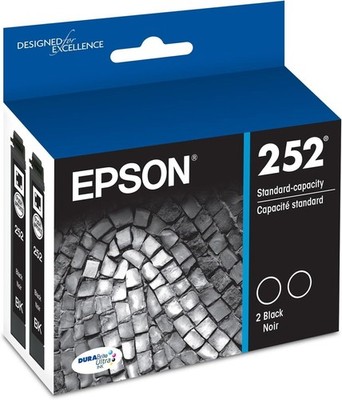 Genuine Epson 252 DuraBrite Ultra Twin Pack Black Ink Cartridge Exp:2027