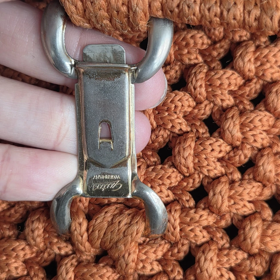 Handmade 1970s Macrame Crossbody Handbag Purse Tan Orange Brown Boho Bohemian - Image 3 of 4
