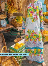 ANTICA SARTORIA 2026 LEMONS FLOWERS L/XL LONG KAFTAN/DRESS/MUMU
