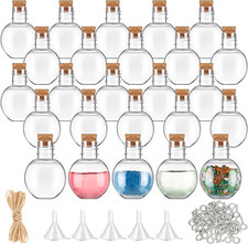 25 Pack 1Oz Plastic Mini Potion Bottles with Corks Small Sand Art Jar, Tiny Cl