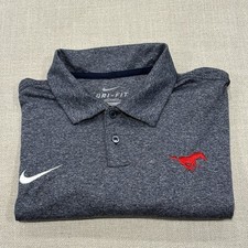 Nike SMU Mustangs Team/Player Issue Polo Shirt Sewn Logo Size Medium M Heather