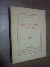 Prevost Jean : Dix huitième année Nrf 1929, in quarto réimposé tellière , Un des