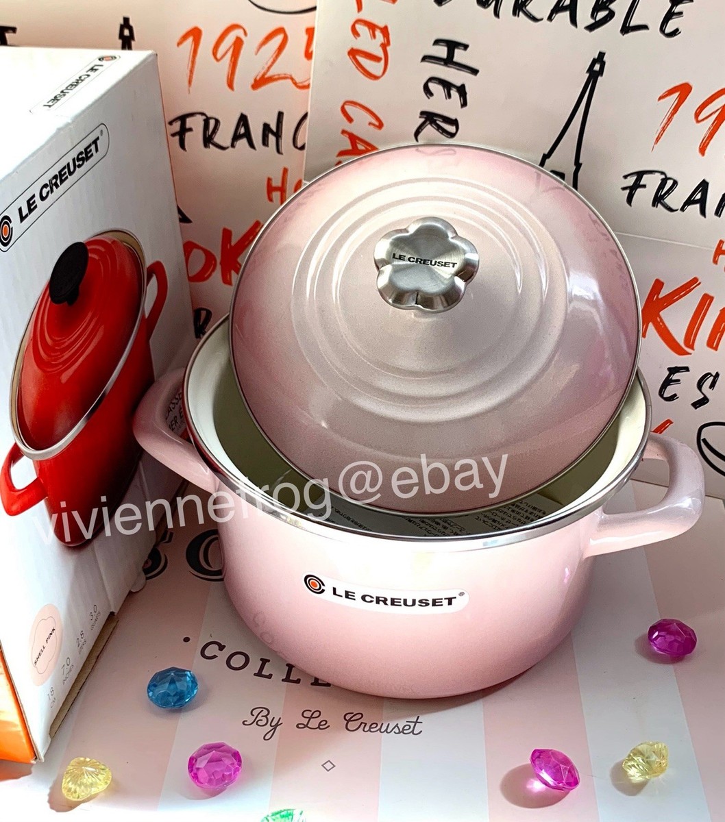 LE CREUSET SHELL PINK ENAMELED STEEL FLOWER KNOB 7