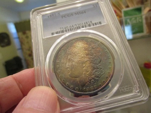 PRETTY PCGS GRADED 1882-S MORGAN DOL  MS 64  NICELY TONED