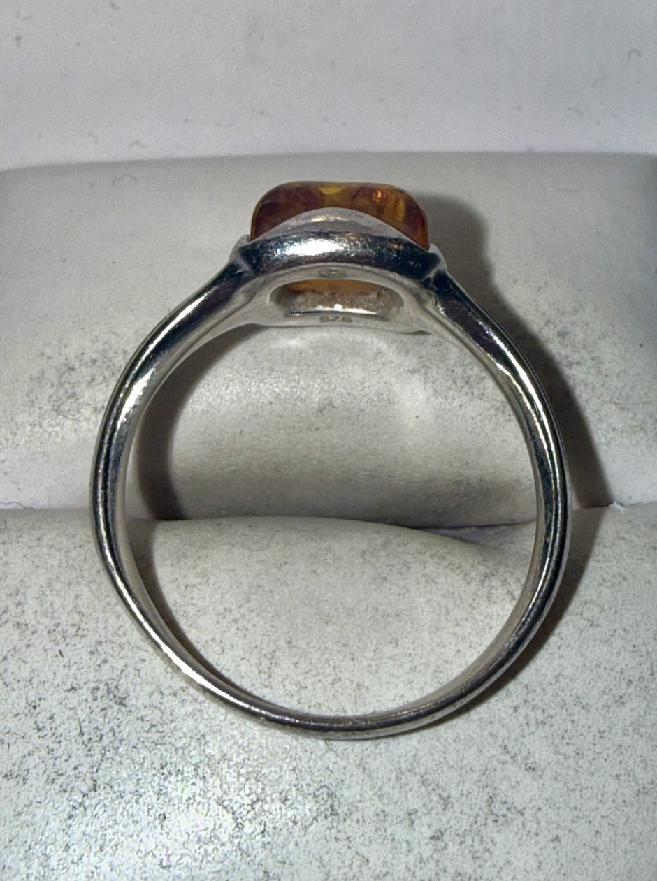 ESTATE Solid Sterling Silver Large Cabochon-Cut N… - image 5