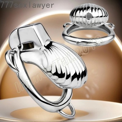 Stainless Steel Flat Male Chastity Cage Device Lock Rings Belt for Men Femboy