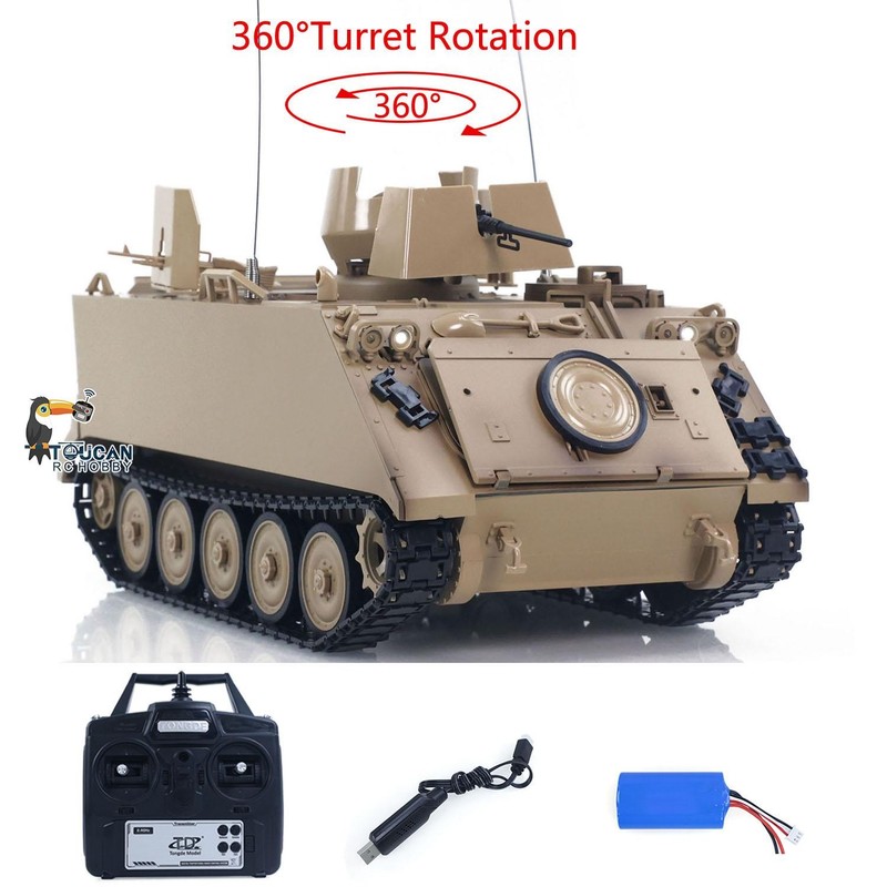 US Stock 1/16 Tongde Infrared RC Tank M2412B M113A1 ACAV 360Rotation Smoke Sound
