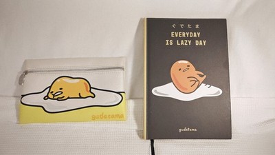 Gudetama The Lazy Egg Meh... Zippered Pouch and Gudetama Typo Notebook 8.5'' x 6''