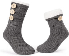 Women's Winter Slipper Socks with Grippers, Warm Cozy Fuzzy Fleece-lined Cabin S