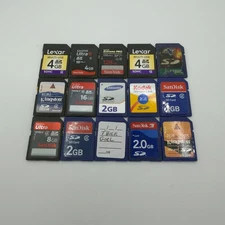 Lot of 15 Miscellaneous SD Cards Brands Include Sandisk Lexar - Untested - GC366