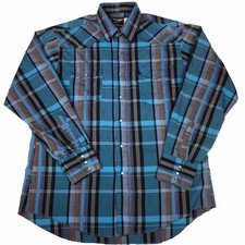 VTG 90s Wrangler Cowboy Cut Regular Fit 16.5x35 Shirt X-Long Pearl Snap USA MADE
