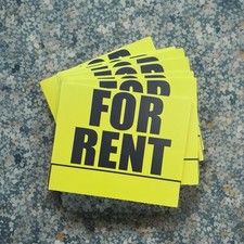 8 Pcs 12 x 10 Inch Double Sided Yellow  Black Plastic " For Rent " Sign