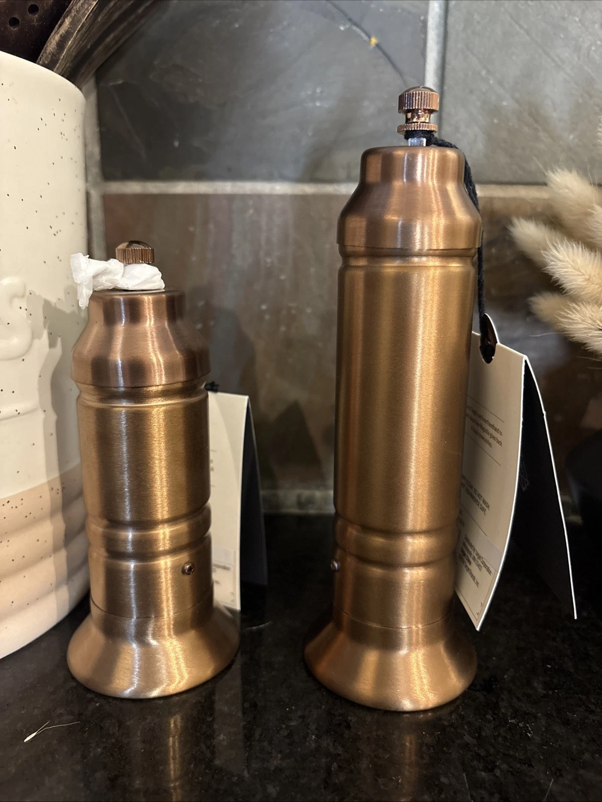 Pair Hearth & Hand With Magnolia Salt & Pepper Copper Finish Crank Grinders NEW