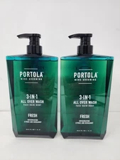 Set Of 2 Portola Fresh Mens Grooming 3 in 1 Wash 33.8 Fl Oz Citrus Bergamot 
