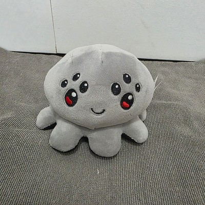 TeeTurtle Plushiverse Reversible Spider Plushie Grey Happy Black Angry Mood Toy