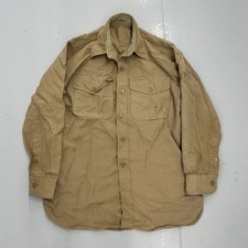 Vintage WW2 Army Gabardine Wool Tan Military Shirt 1940s True Vintage