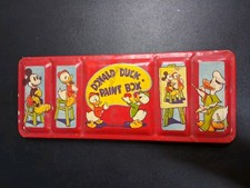 Vintage 1950s Donald Duck Paint Box Metal Tin