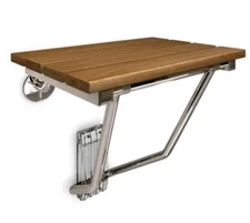 DreamLine SHST-02-TN 20" Folding Wood Wall Mounted Shower Seat, Natural Teak