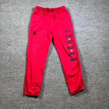 Air Jordan Sweatpants Kids XL 13-15 Red Fleece Lined Spellout Graphic Logo