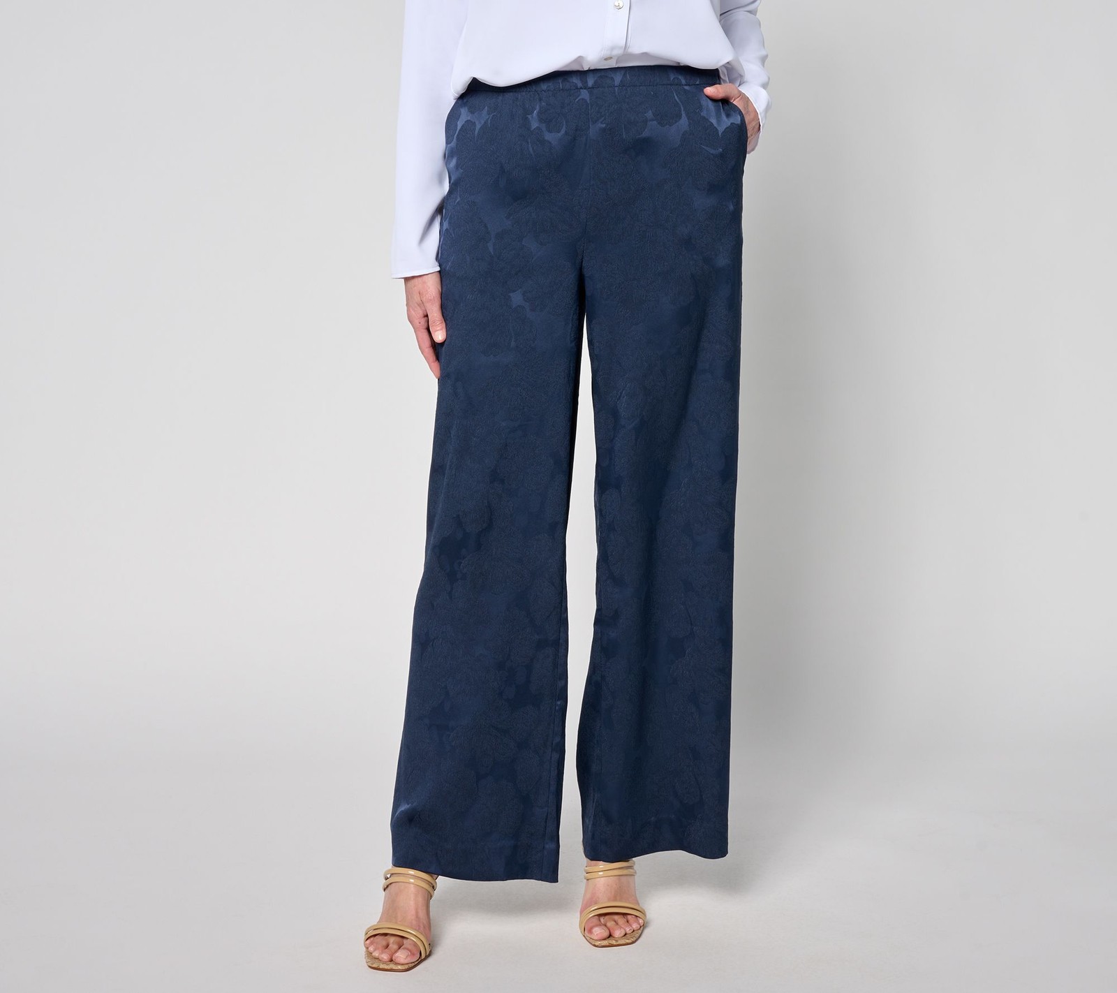 Fashion Women's Pants Sz M Full Length Wide-Leg Soft Blue A683856