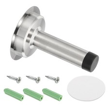 3 Inch Stainless Steel Door Stopper, Screw Adhesive Install Silver 
