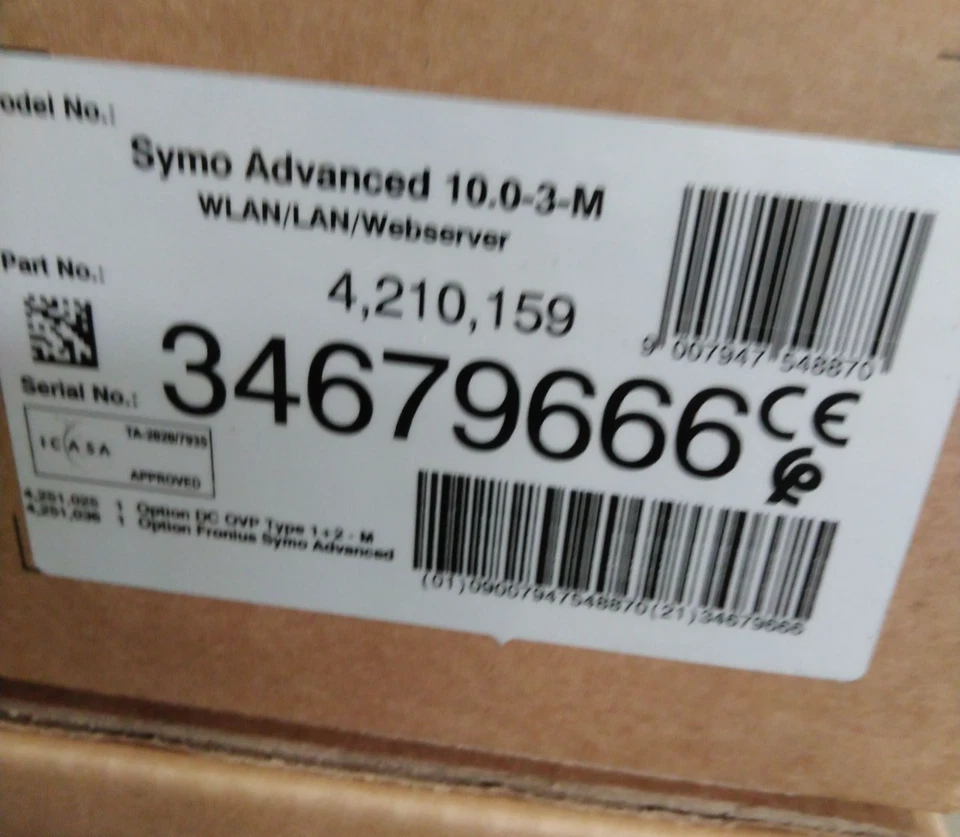 Inversor Avanzado Fronius Symo 10.0-3-M 10kW 3 Fases Atado a la Red NUEVO SN 34679666 Foto 2 de 4