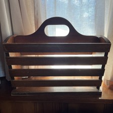 VTG Double Sided Solid Wood Magazine Rack/ Records Holder