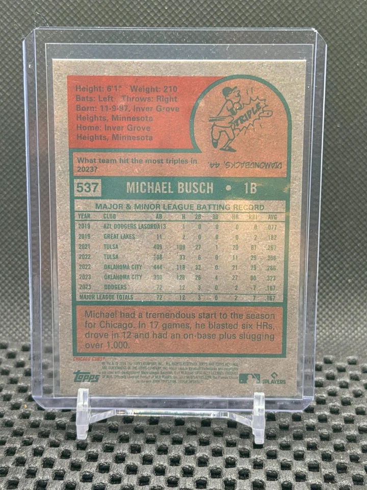 Michael Busch 2024 Topps Heritage - Chrome Black #05/75 - #537 - Cubs - Image 2 of 2
