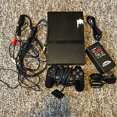 Sony PlayStation 2 Slim PS2 Black Console Bundle w/ Controller AV/Power