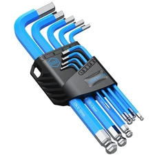 VORXEON Allen Wrench Hex Key Set 1.5mm-10mm 9PCS Metric Long Ball End Blue Al...