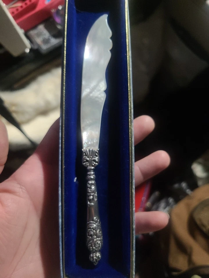 Antique Sterling Silver Caviar Knife/Letter Opener with Mother of Pearl Blade - Image 2 of 4