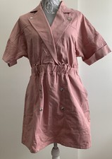 Missguided blush biker detail shirt dress UK 14