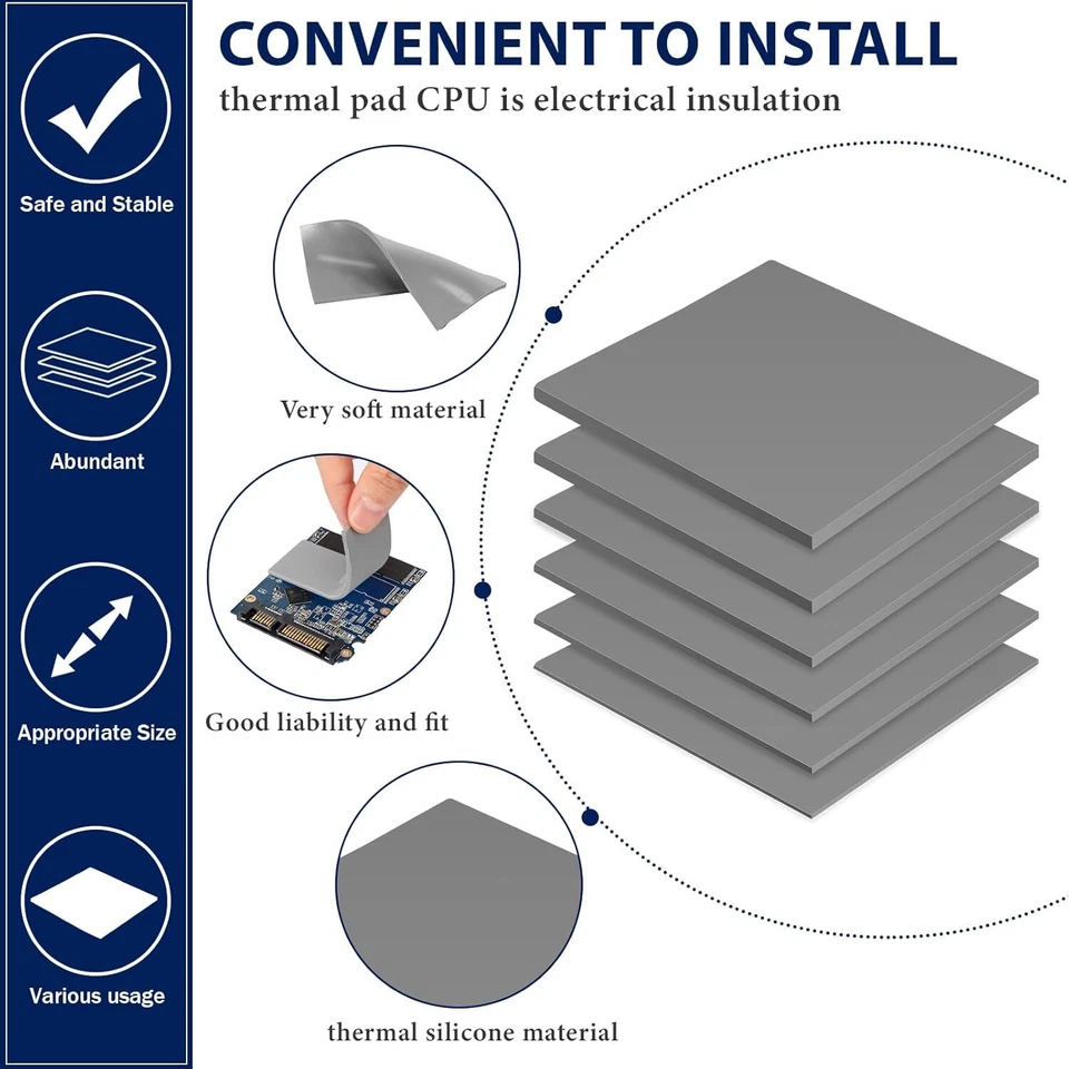 Almohadilla térmica Frienda 6 piezas 100 x 100 mm almohadillas de silicona resistentes al calor conductividad Foto 3 de 4
