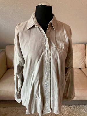 Chemise Élégante Unisexe Taille L Marron À Manches Longues Avec Poche En Coton - Photo 1/4