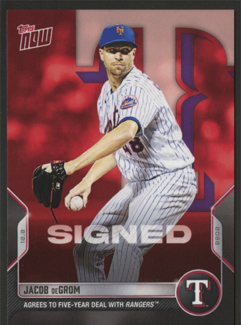 2022 Topps Now Offseason JACOB DEGROM #OS41 Agrees to 5-Year Deal with Rangers