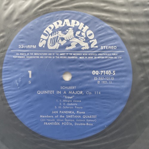 Smetana Quartet Jan Panenka Schubert : Piano Quintet Japanese Press With Obi - Picture 2 of 5