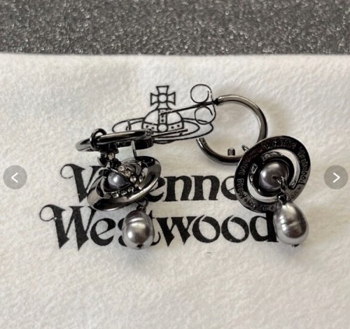 Vivienne Westwood ALEKSA Orb Pearl Earrings Pierce Gunmetal No Box Japan New F/S - 第 4/5 張圖片