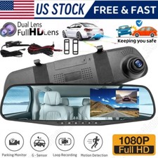 Rearview Mirror Dash Cam 1080P HD DVR Dual Camera Car Front Rear Video Recorder