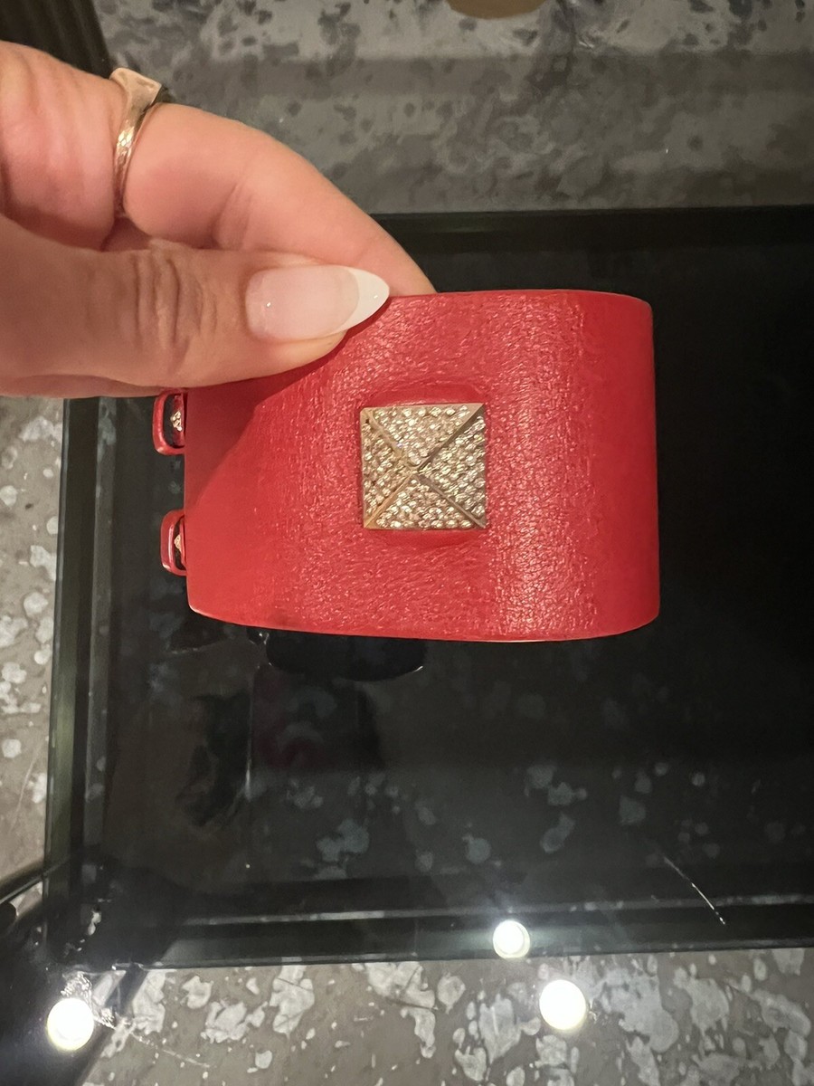 Authentic VALENTINO GARAVANI Diamond Rock Stud Bracelet Red