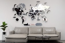 3D wooden map with the names of countries