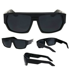 Mens Flat Top Squared Futuristic Mobster Rectangular Racer Sunglasses